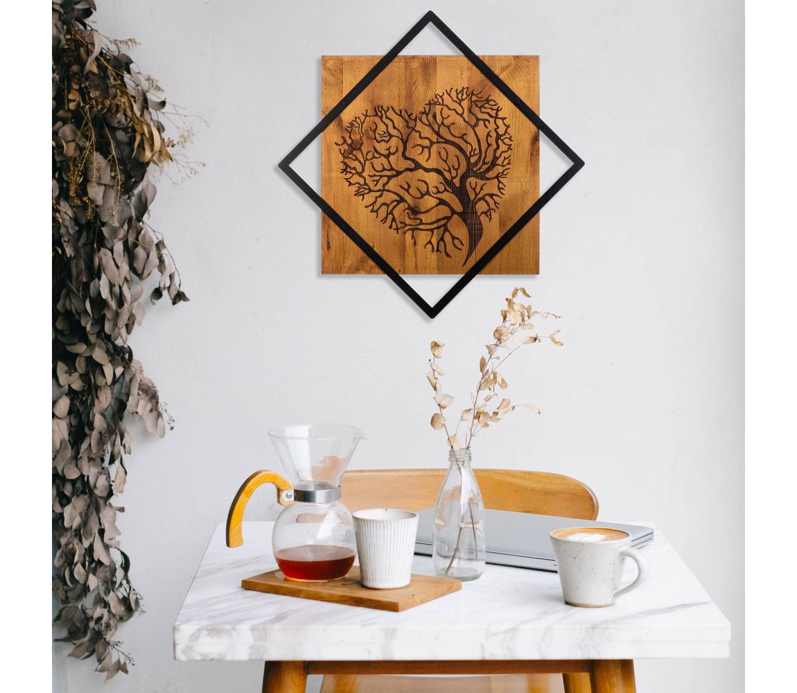 Asir Nástěnná dekorace 54x54 cm strom dřevo/kov AS1629