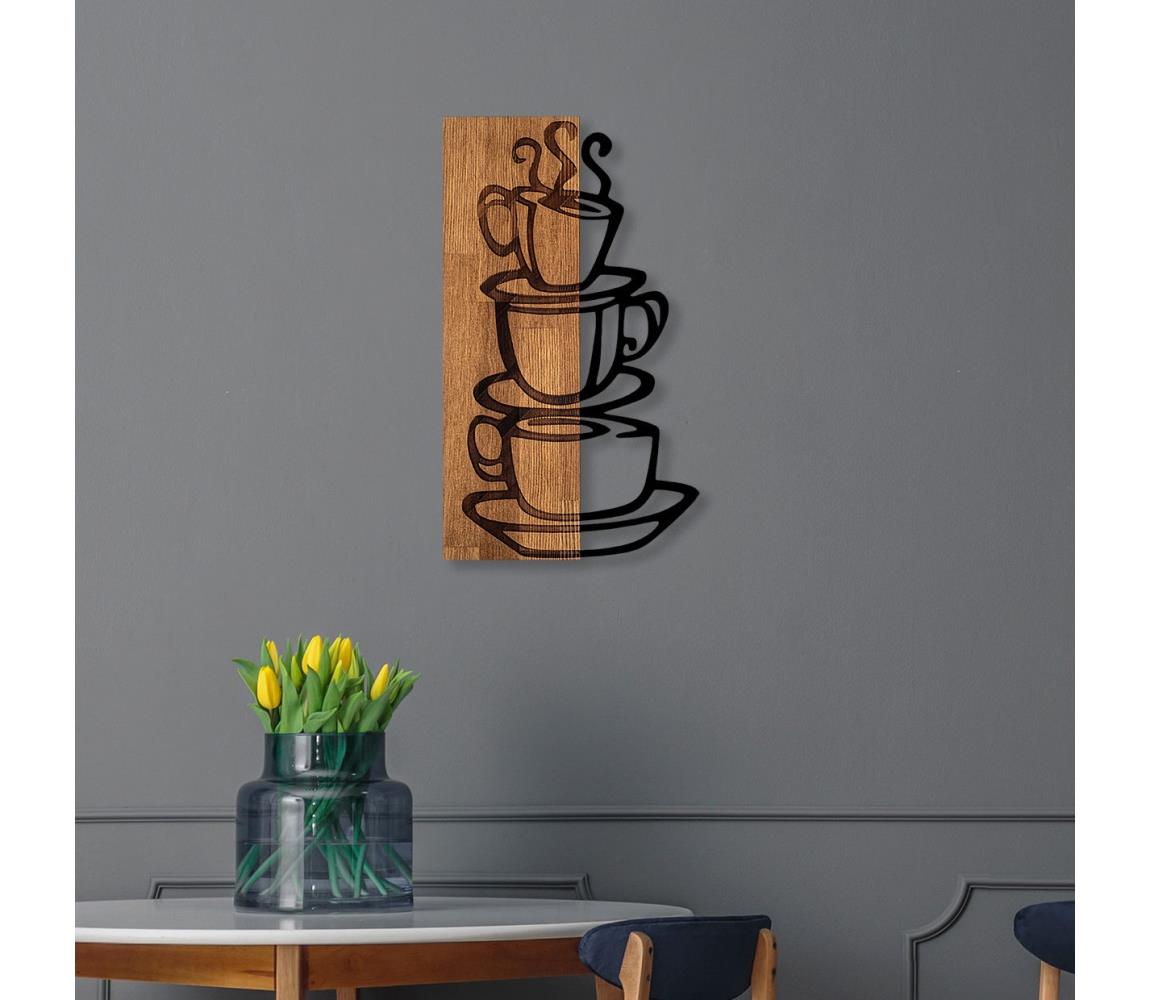 Asir Nástěnná dekorace 58x34 cm šálky dřevo/kov AS1630