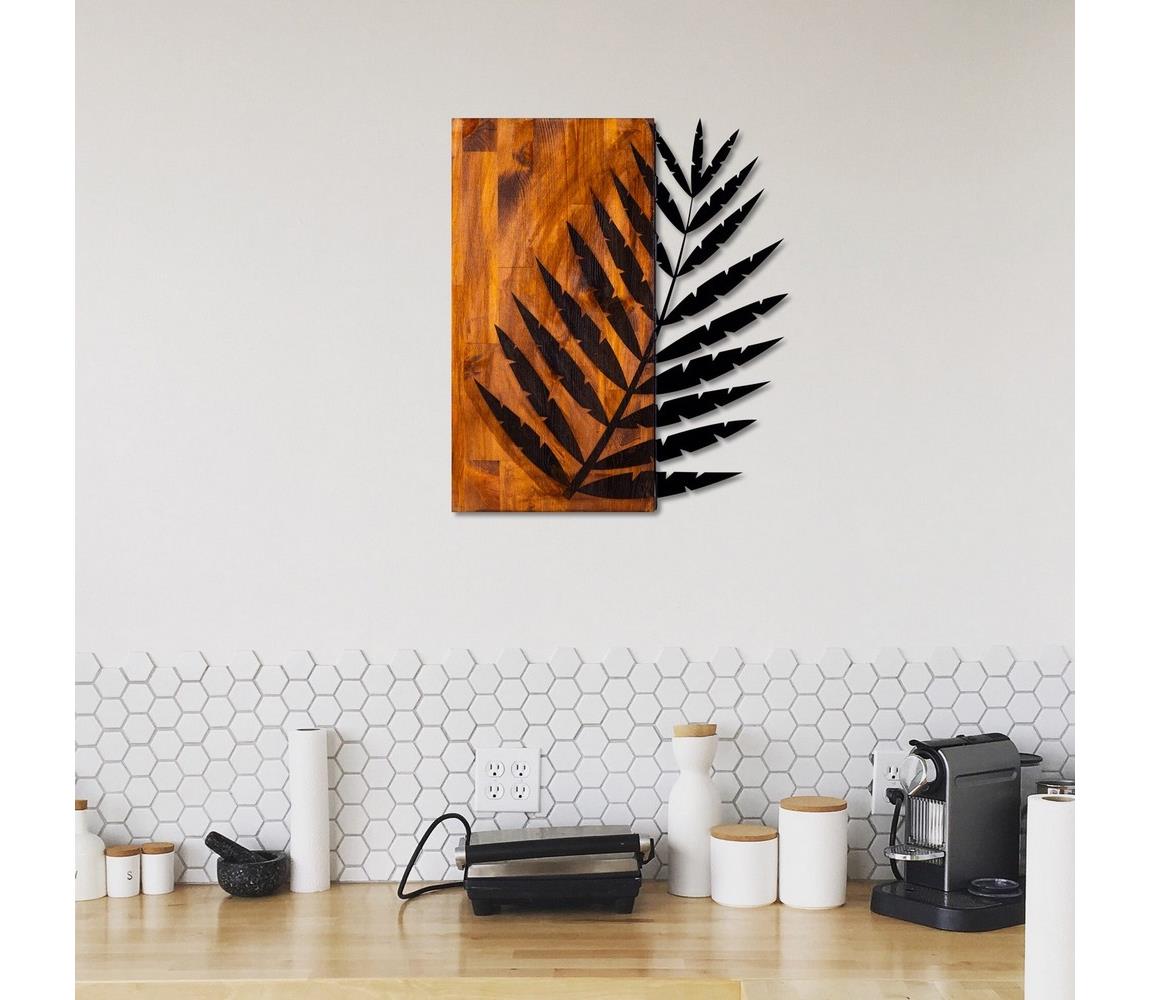 Asir Nástěnná dekorace 58x50 cm list dřevo/kov AS1494