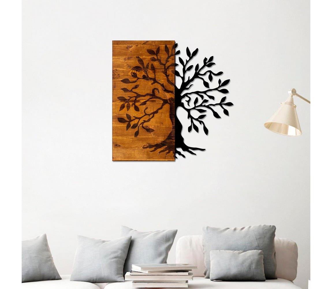 Asir Nástěnná dekorace 58x58 cm strom dřevo/kov AS1461