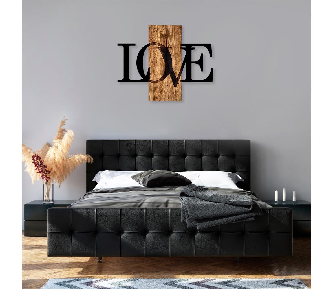  Nástěnná dekorace 58x73 cm láska dřevo/kov 
