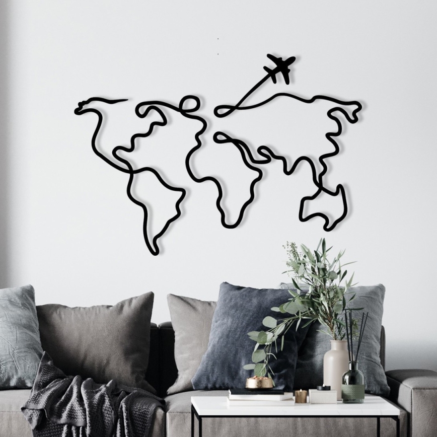 Nástěnná dekorace 60x42 cm mapa kov
