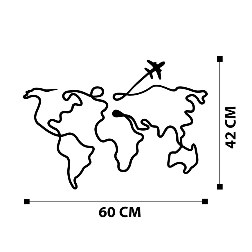 Nástěnná dekorace 60x42 cm mapa kov
