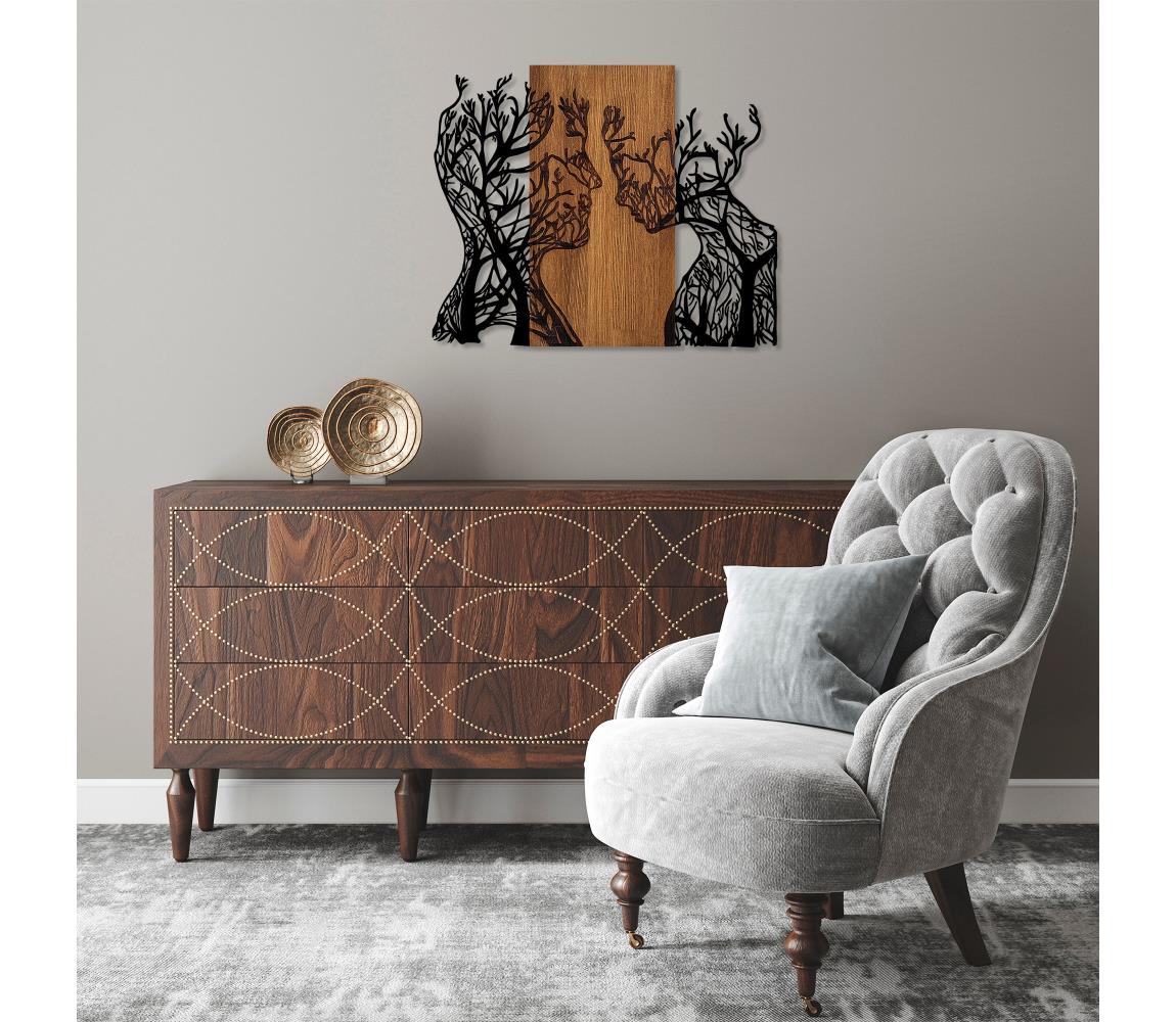  Nástěnná dekorace 70x58 cm stromy života dřevo/kov 