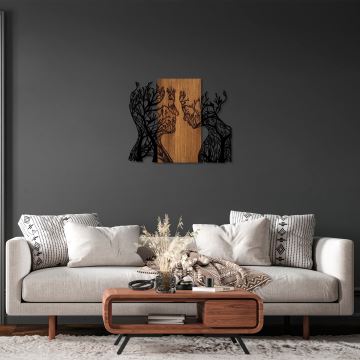 Nástěnná dekorace 70x58 cm stromy života dřevo/kov