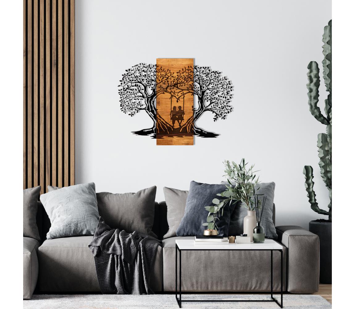  Nástěnná dekorace 76x58 cm stromy dřevo/kov 