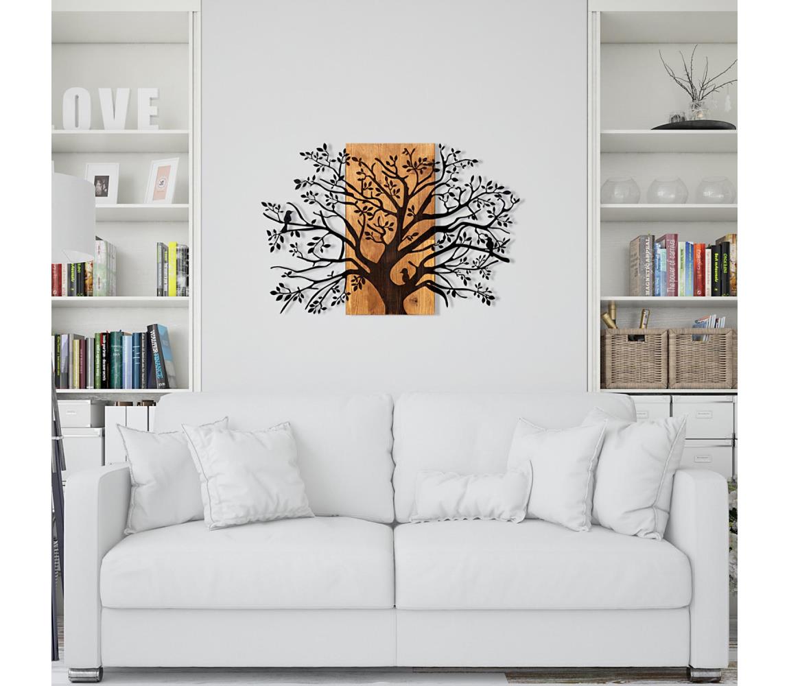 Asir Nástěnná dekorace 85x58 cm strom dřevo/kov AS1657