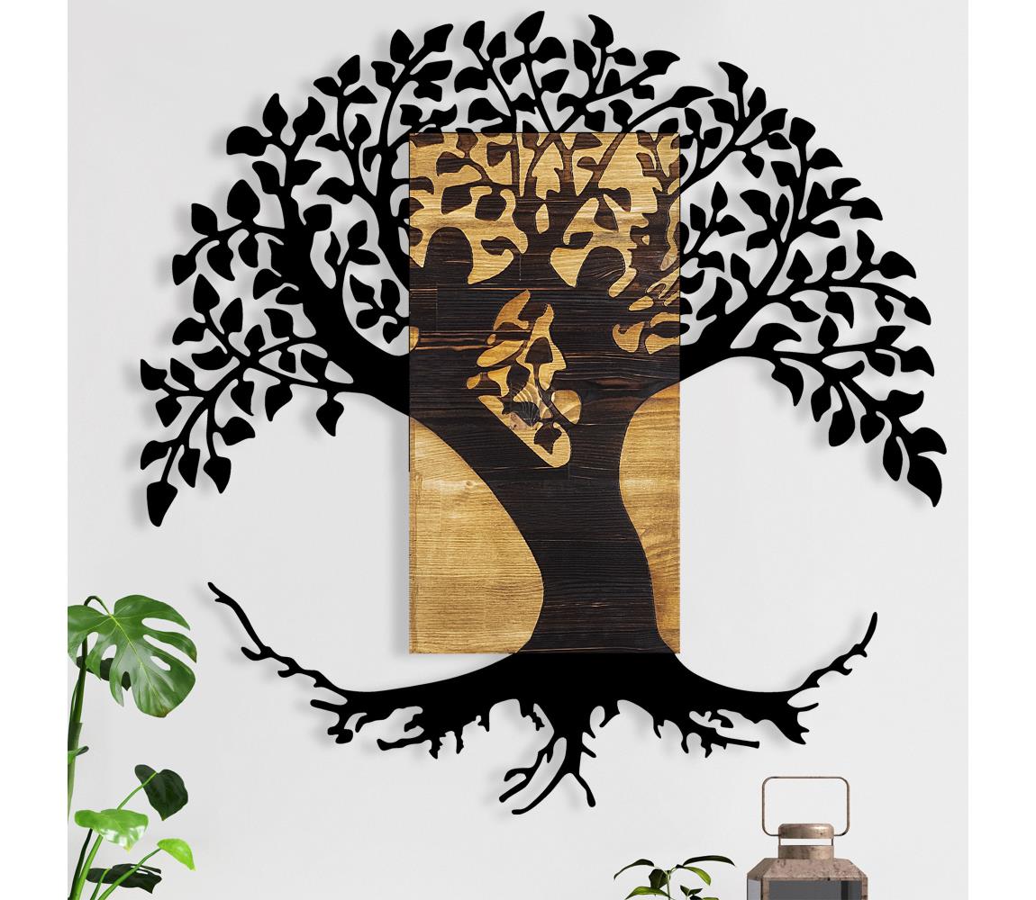 Asir Nástěnná dekorace 89x90 cm strom dřevo/kov AS1714