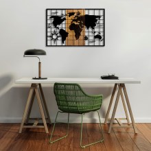 Nástěnná dekorace 90x58 cm mapa dřevo/kov