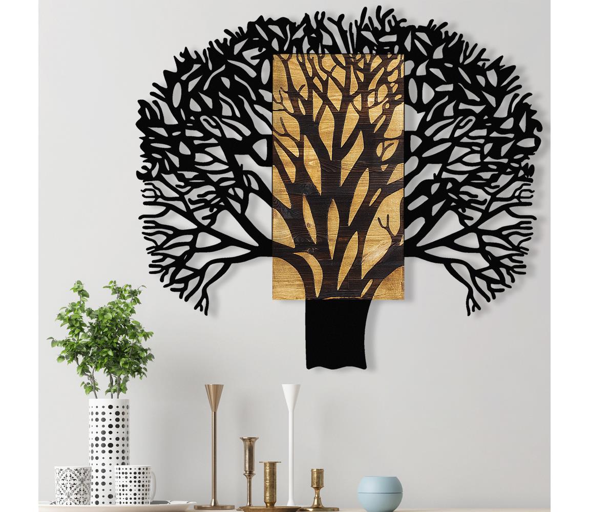  Nástěnná dekorace 93x86 cm strom dřevo/kov 