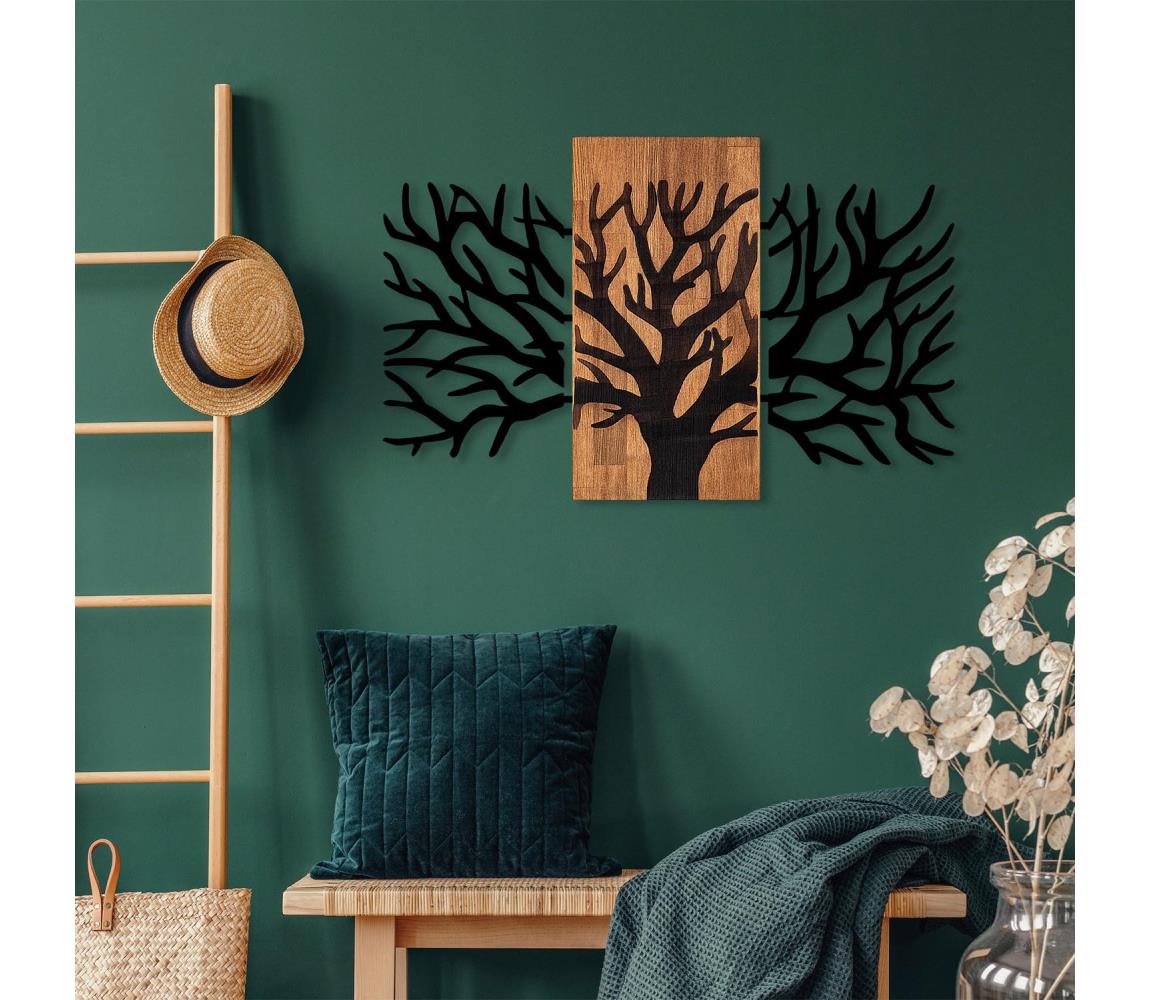 Asir Nástěnná dekorace 96x58 cm strom dřevo/kov AS1703