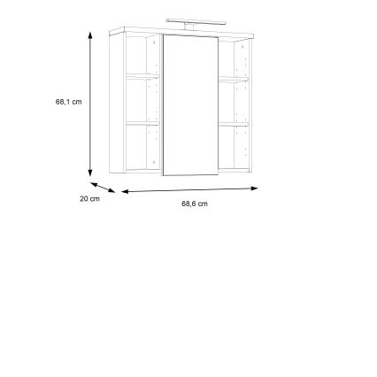 Nástěnná koupelnová skříňka se zrcadlem VENOM bílá/dub sonoma