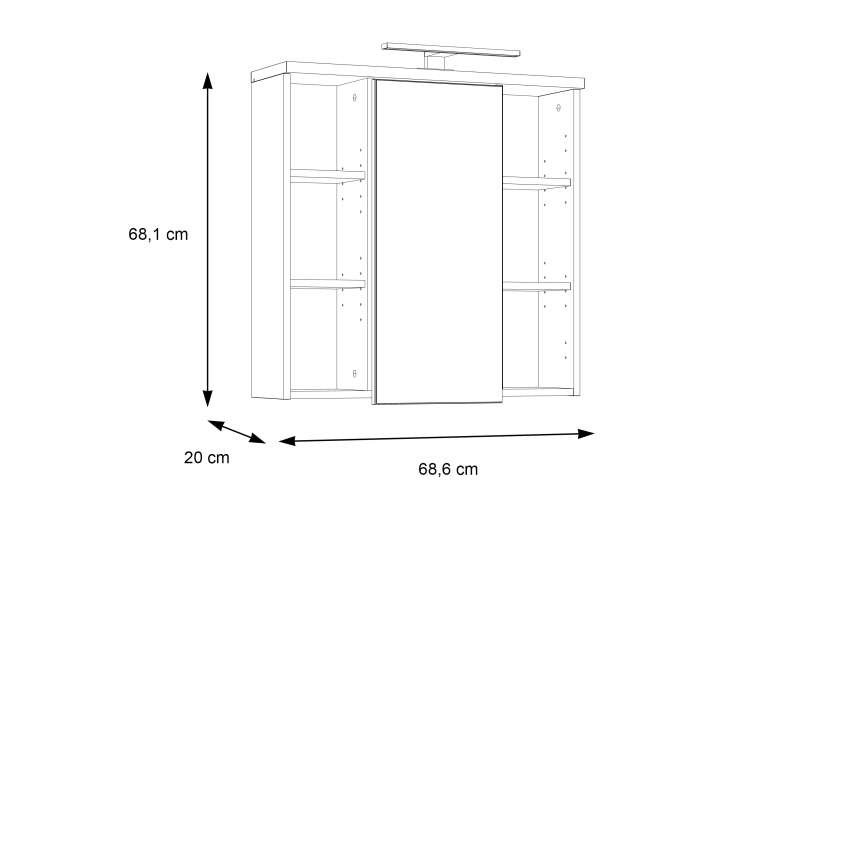 Nástěnná koupelnová skříňka se zrcadlem VENOM bílá/dub sonoma