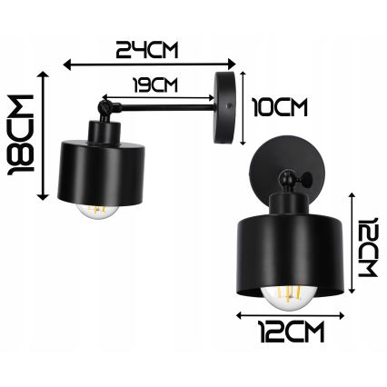 Nástěnná lampa 1xE27/20W/230V černá