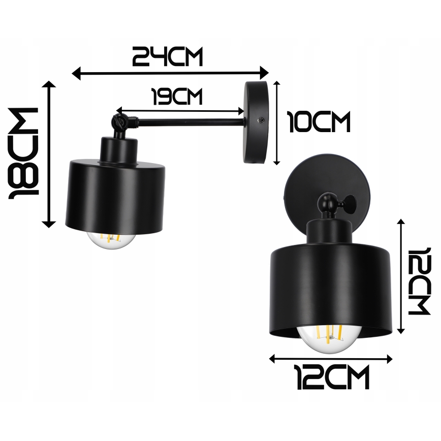 Nástěnná lampa 1xE27/20W/230V černá