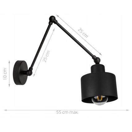 Nástěnná lampa 1xE27/20W/230V černá