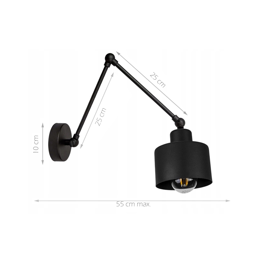 Nástěnná lampa 1xE27/20W/230V černá