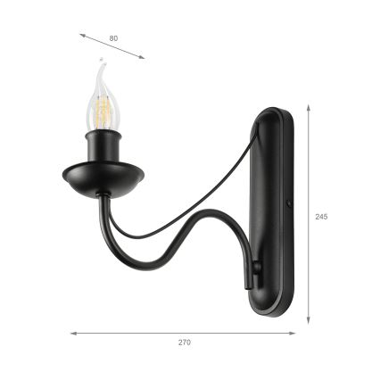 Nástěnná lampa ANTON 1xE14/60W/230V černá