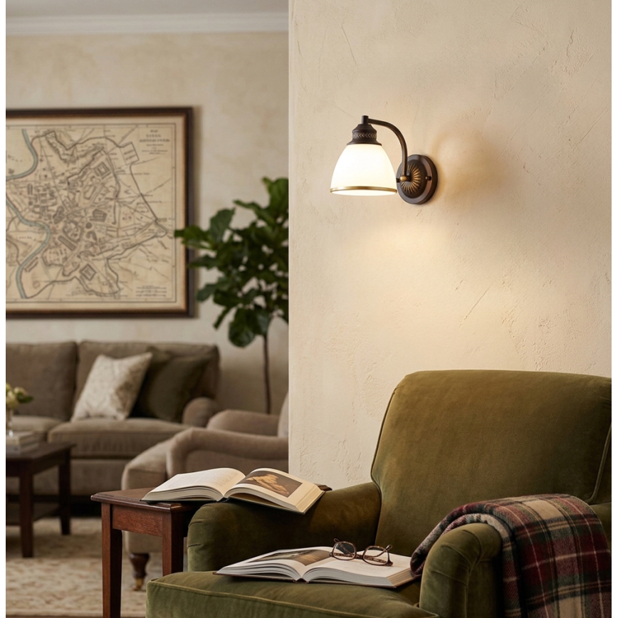 Nástěnná lampa CLAIR 1xE27/40W/230V hnědá/zlatá