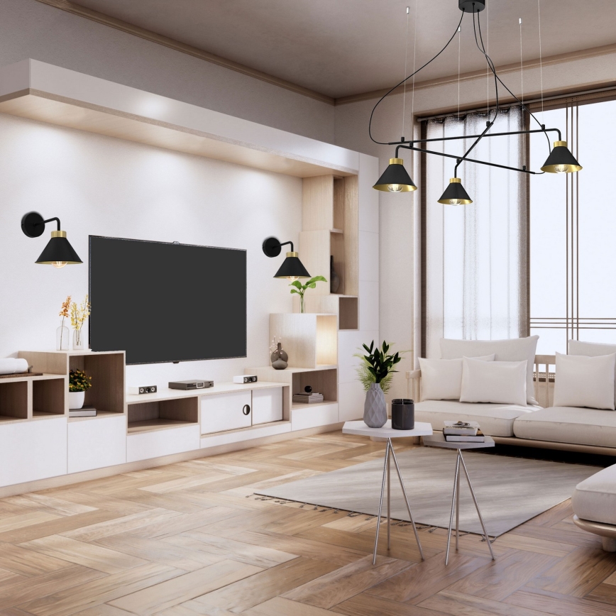 Nástěnná lampa DEMET 1xE27/60W/230V černá/zlatá