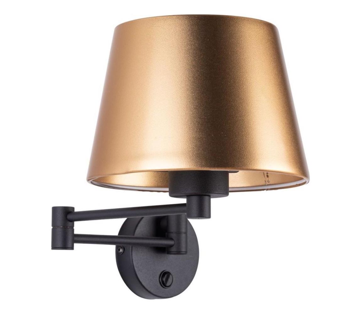 Nástěnná lampa GLORY 1xE27/15W/230V zlatá/černá 6482 Černá,Zlatá – Alasans