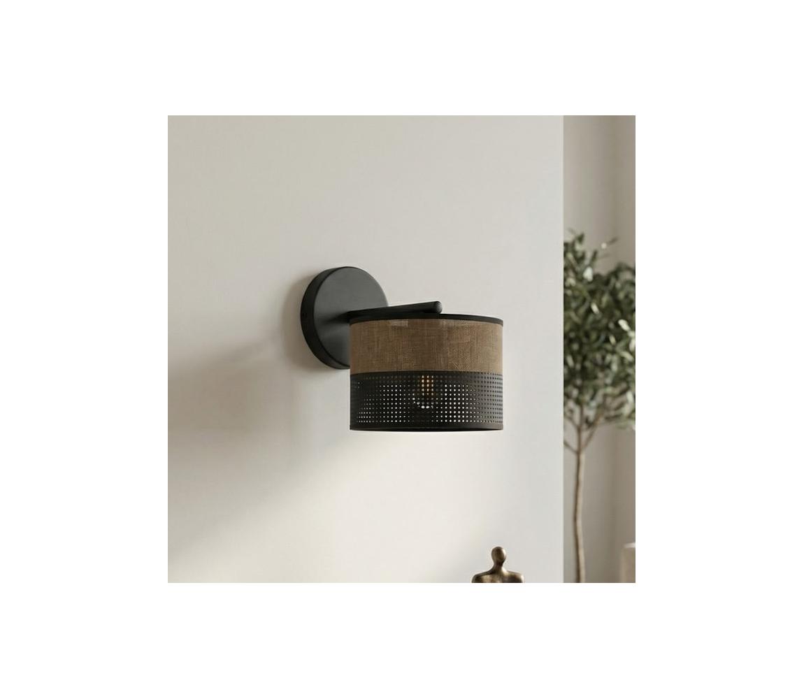 EMIBIG Nástěnná lampa KARBON 1xE27/15W/230V černá/hnědá 1653/K1 Hnědá,Černá