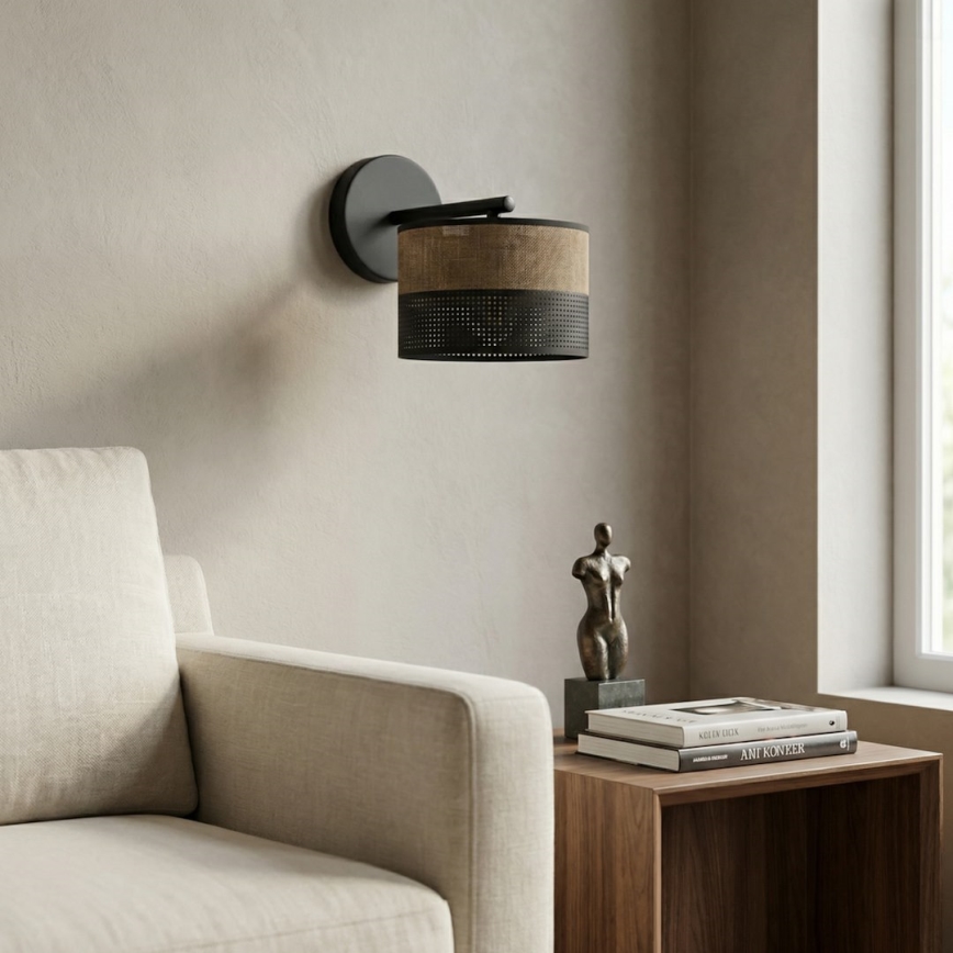 Nástěnná lampa KARBON 1xE27/15W/230V černá/hnědá