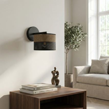 Nástěnná lampa KARBON 1xE27/15W/230V černá/hnědá