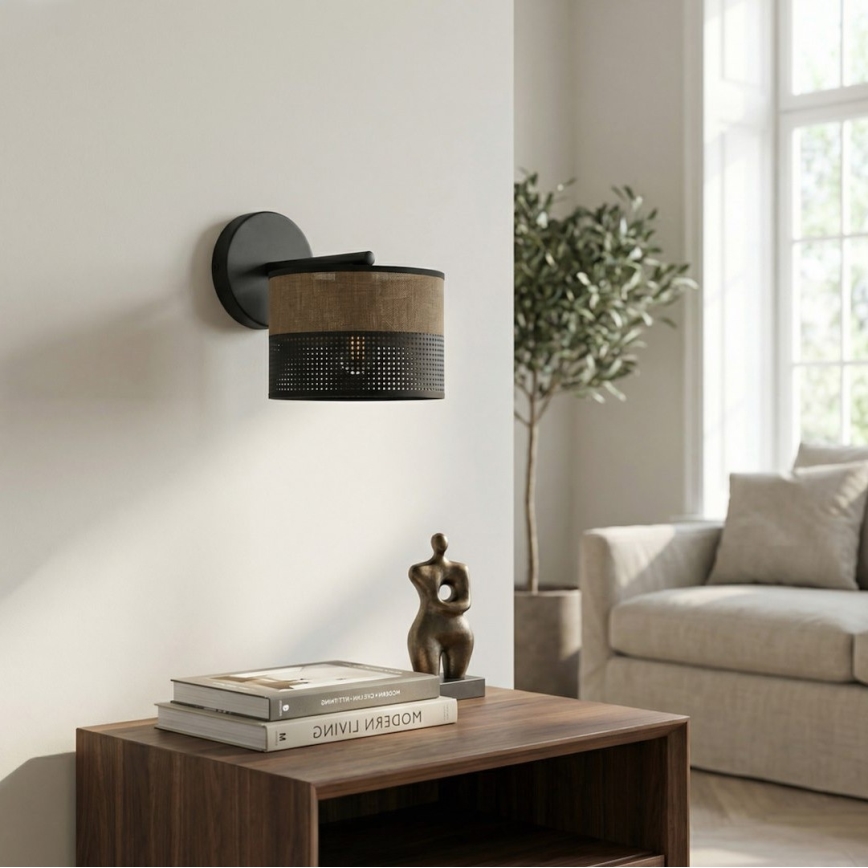 Nástěnná lampa KARBON 1xE27/15W/230V černá/hnědá
