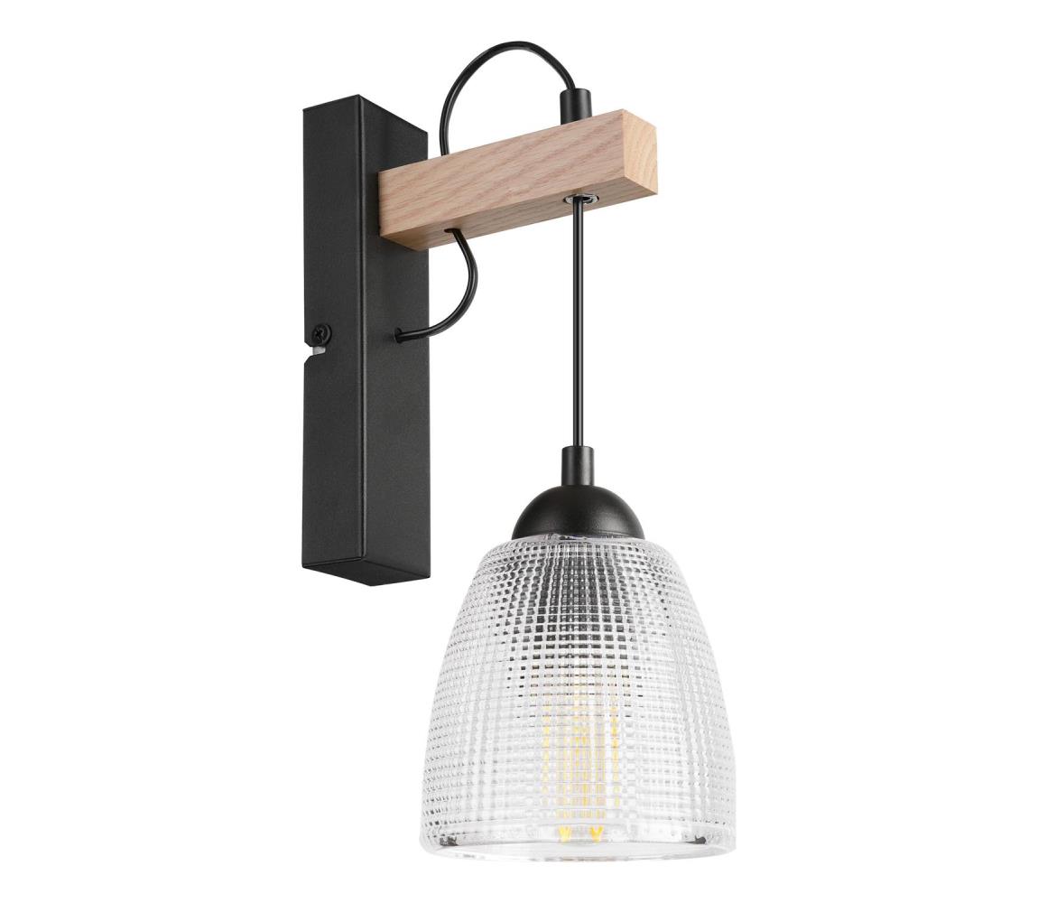 Nástěnná lampa LEANDRA 1xE27/15W/230V dub/černá KM-1.300/DĄB Černá,Béžová – Alasans