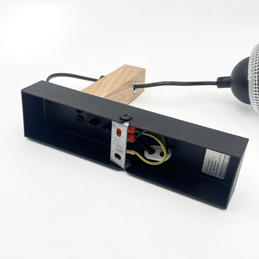 Nástěnná lampa LEANDRA 1xE27/15W/230V dub/černá