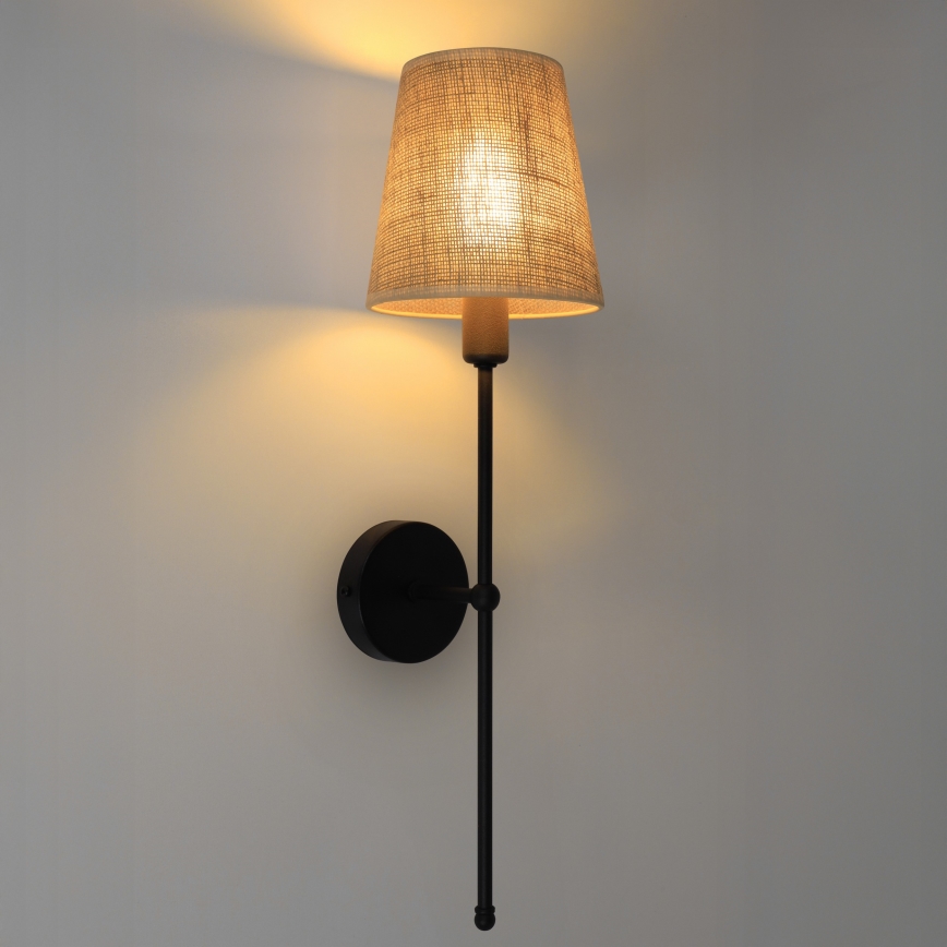 Nástěnná lampa MADELA 1xE14/40W/230V juta/černá