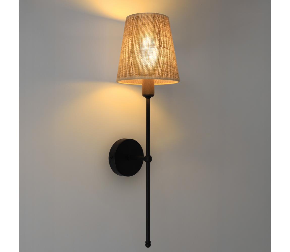 Nástěnná lampa MADELA 1xE14/40W/230V juta/černá 0197 Hnědá,Černá – Alasans