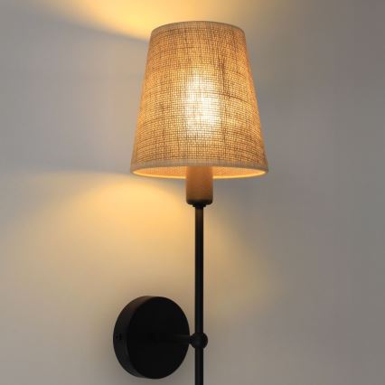 Nástěnná lampa MADELA 1xE14/40W/230V juta/černá