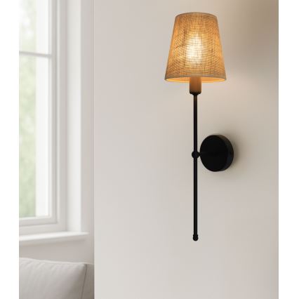 Nástěnná lampa MADELA 1xE14/40W/230V juta/černá