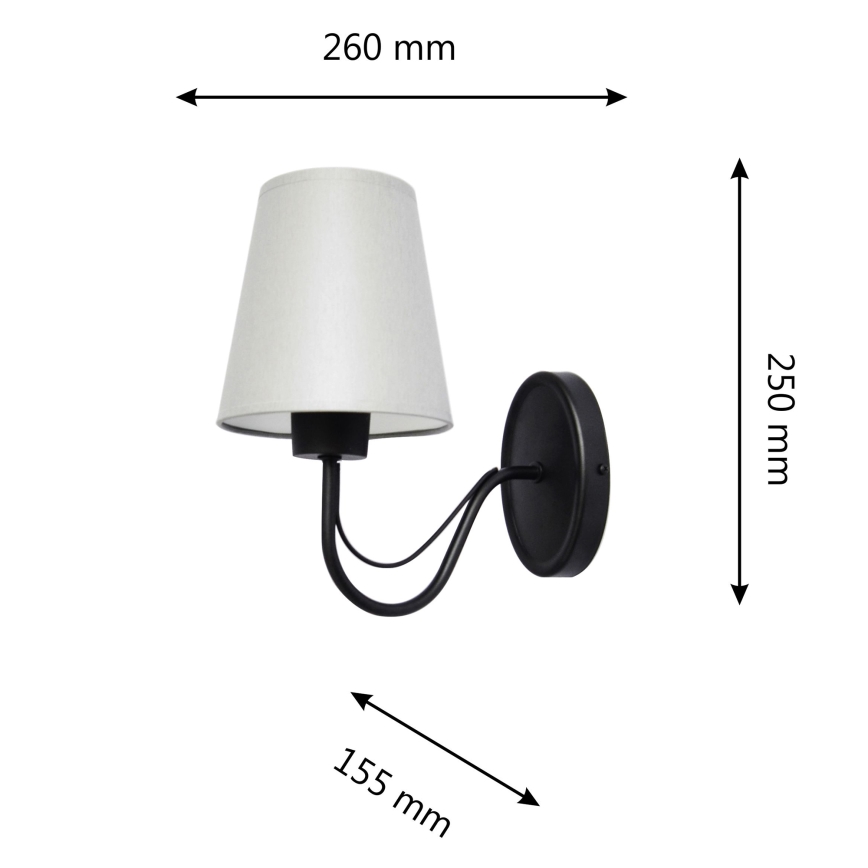 Nástěnná lampa MALBO 1xE27/15W/230V šedá/černá