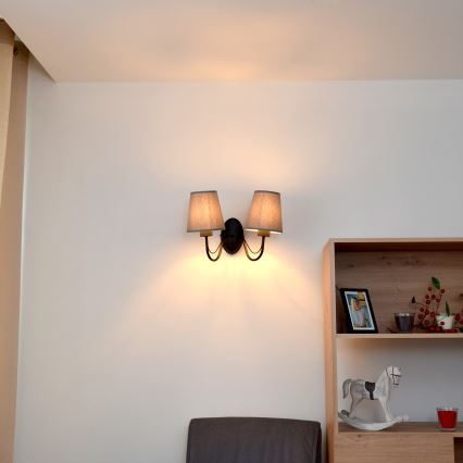 Nástěnná lampa MALBO 2xE27/15W/230V šedá/černá