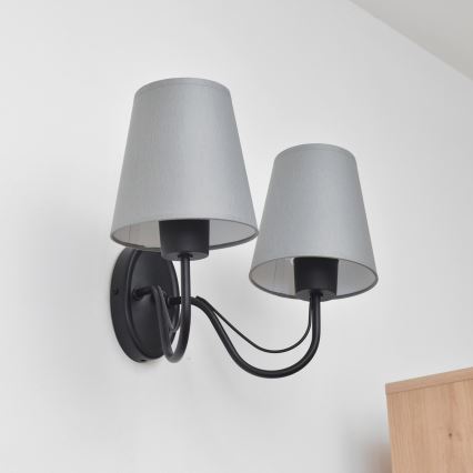 Nástěnná lampa MALBO 2xE27/15W/230V šedá/černá