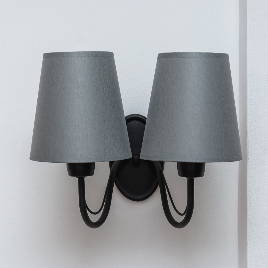 Nástěnná lampa MALBO 2xE27/15W/230V šedá/černá