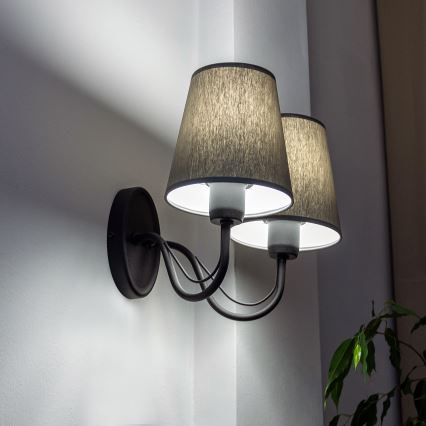 Nástěnná lampa MALBO 2xE27/15W/230V šedá/černá