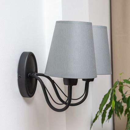 Nástěnná lampa MALBO 2xE27/15W/230V šedá/černá