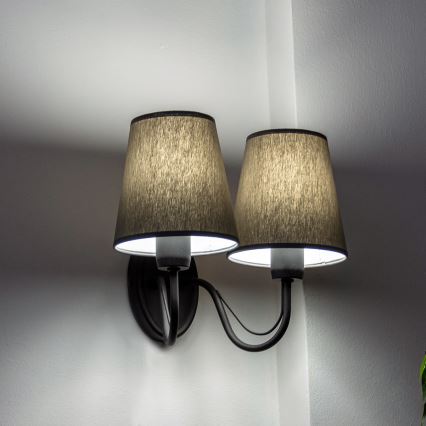 Nástěnná lampa MALBO 2xE27/15W/230V šedá/černá