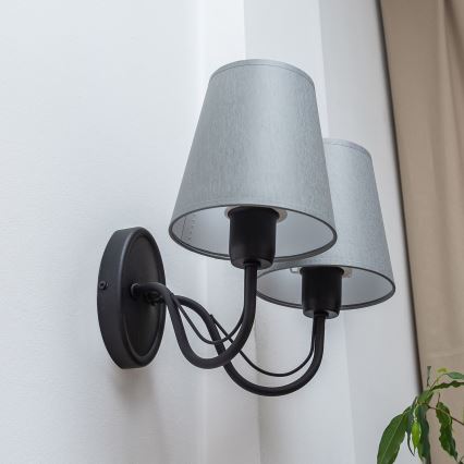 Nástěnná lampa MALBO 2xE27/15W/230V šedá/černá