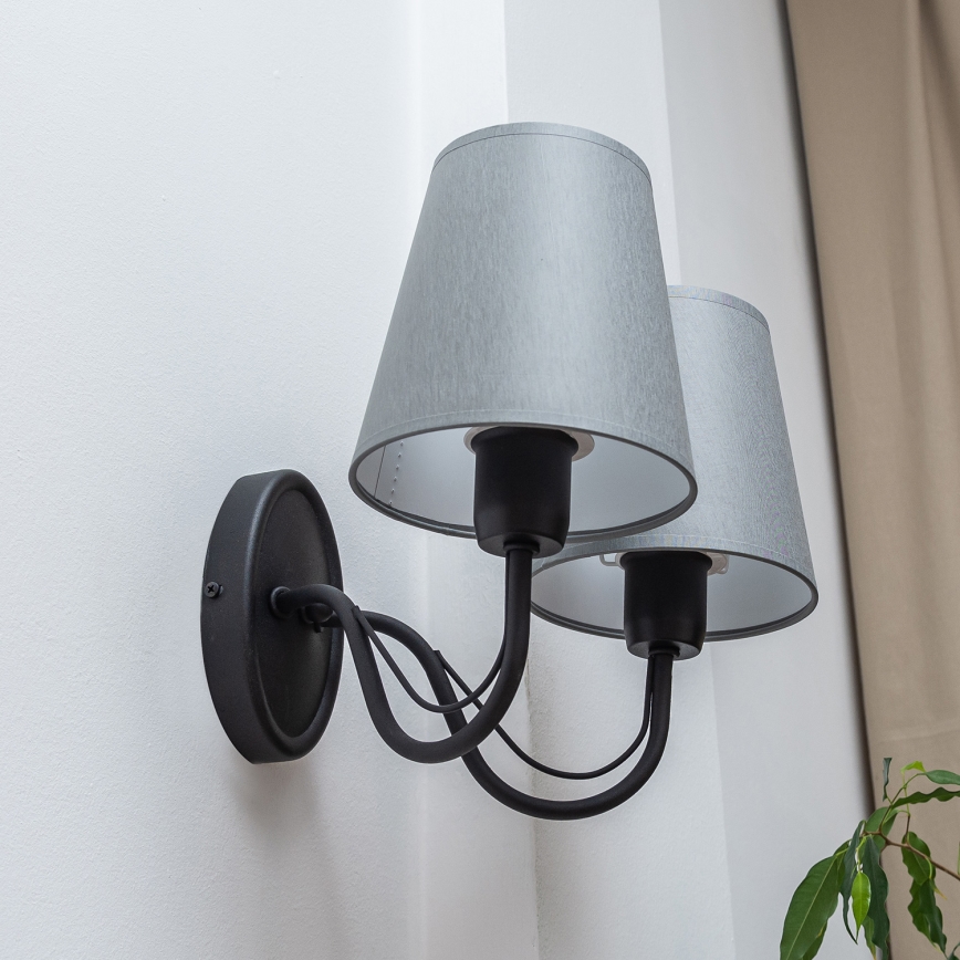 Nástěnná lampa MALBO 2xE27/15W/230V šedá/černá