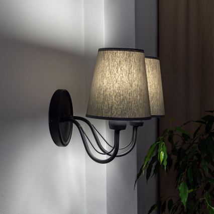 Nástěnná lampa MALBO 2xE27/15W/230V šedá/černá