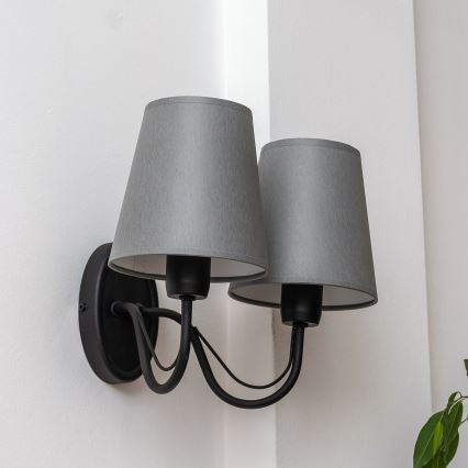 Nástěnná lampa MALBO 2xE27/15W/230V šedá/černá