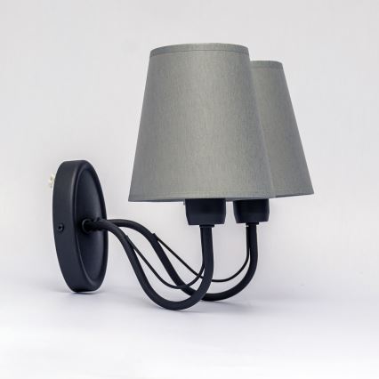 Nástěnná lampa MALBO 2xE27/15W/230V šedá/černá