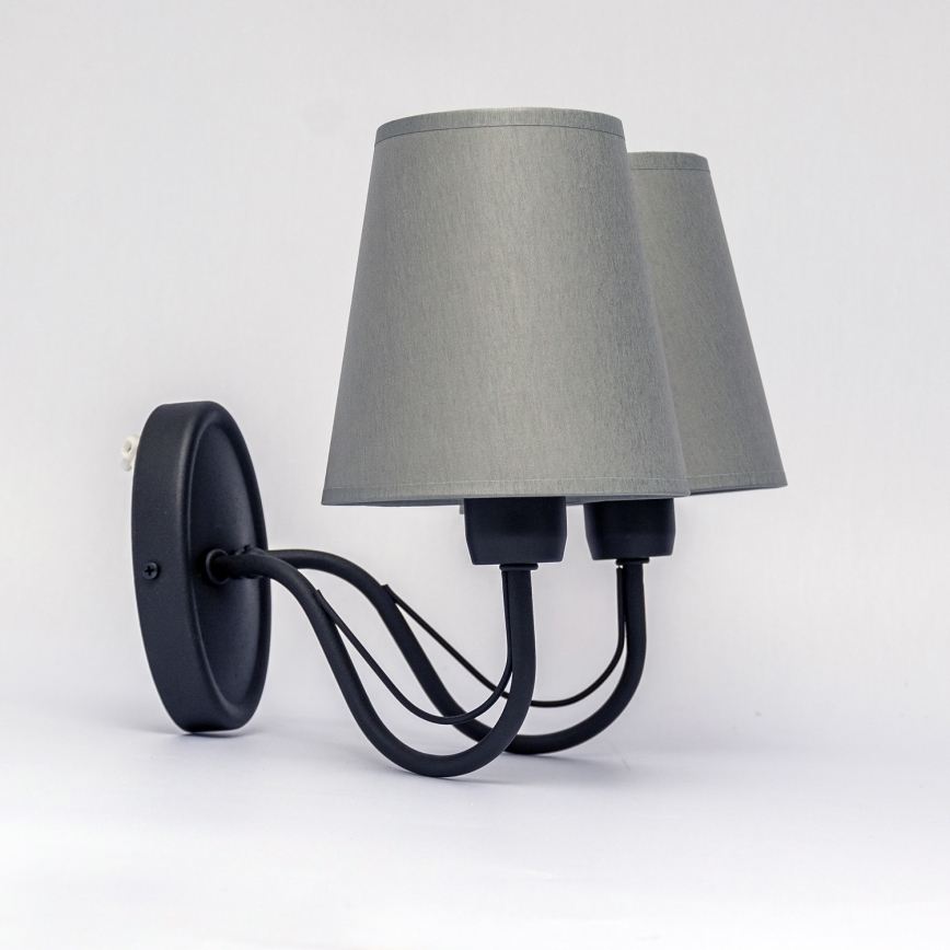 Nástěnná lampa MALBO 2xE27/15W/230V šedá/černá