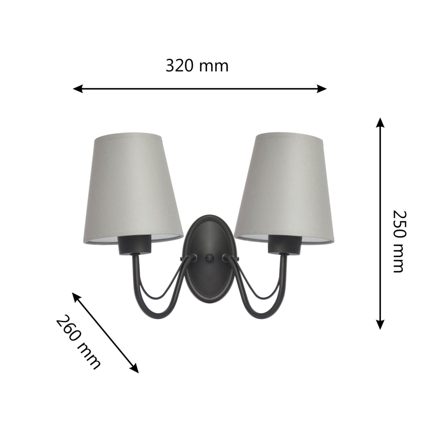 Nástěnná lampa MALBO 2xE27/15W/230V šedá/černá