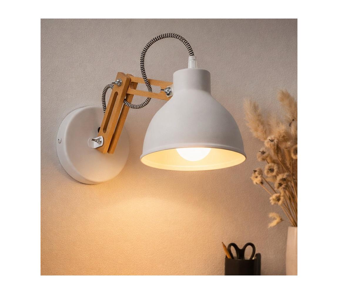 Nástěnná lampa MARCELLO 1xE27/60W/230V KM-1.96 WHITE Bílá,Hnědá – Alasans